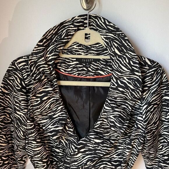 Sandro Studio Ruffle Zebra Trench Coat, Medium. Mobwife - Picture 6 of 16